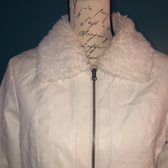 BKE Fur Lined Faux Leather Moto Jacket, Large - Picture 2 of 13